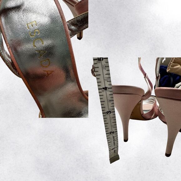 Escada Pink Strappy Sandal Heels with Pink Crystals Size 8.5 - Picture 8 of 8